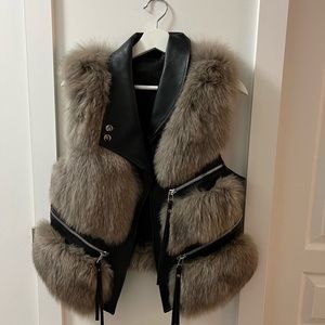 Real fur & leather vest